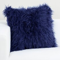 Navy blue faux fur 2024 pillow